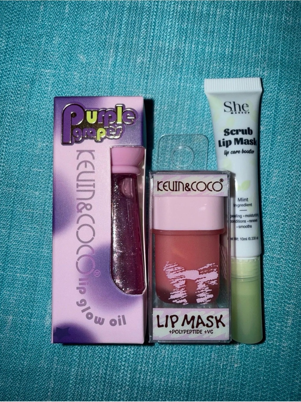 Kevin&Coco Lip Glow Oil + Lip Mask + Scrub Lip Mask Bundle